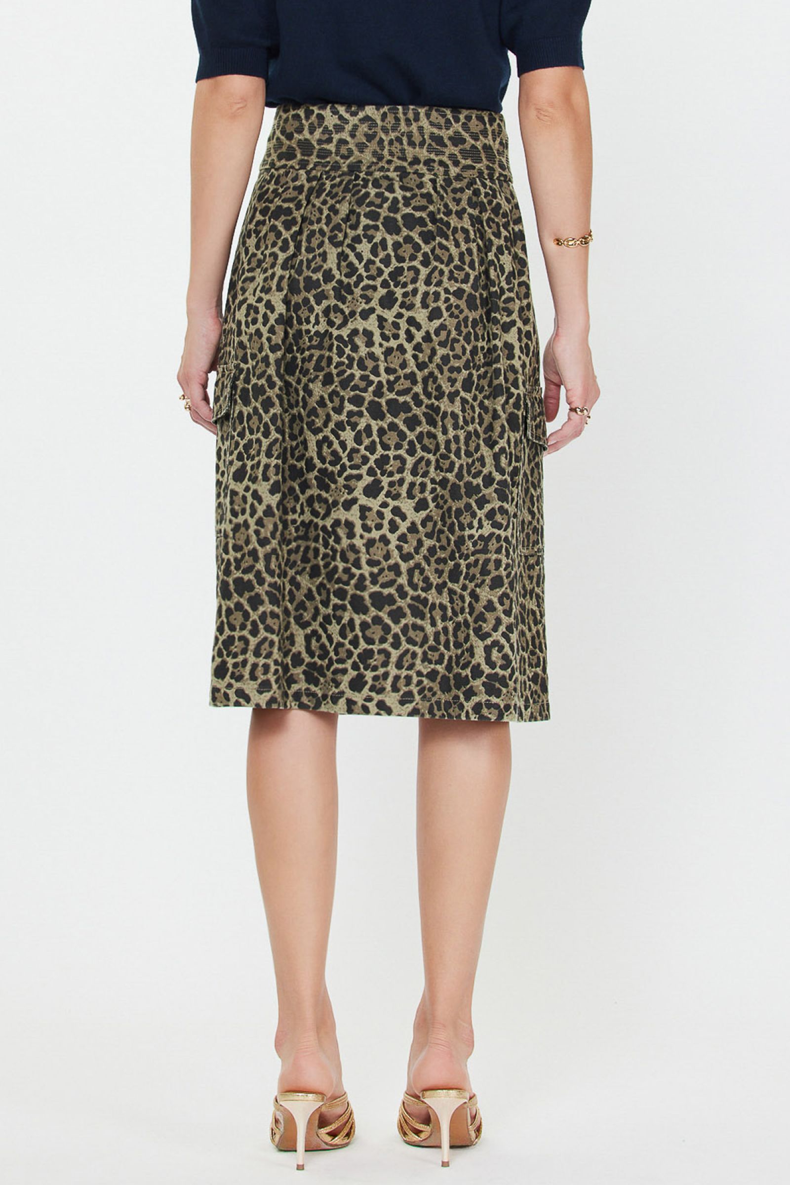 CA Leopard Cotton Midi Skirt
