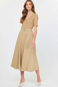 CA Belted Midi Dress in Khaki