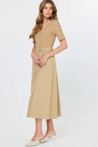 CA Belted Midi Dress in Khaki