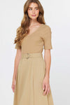 CA Belted Midi Dress in Khaki
