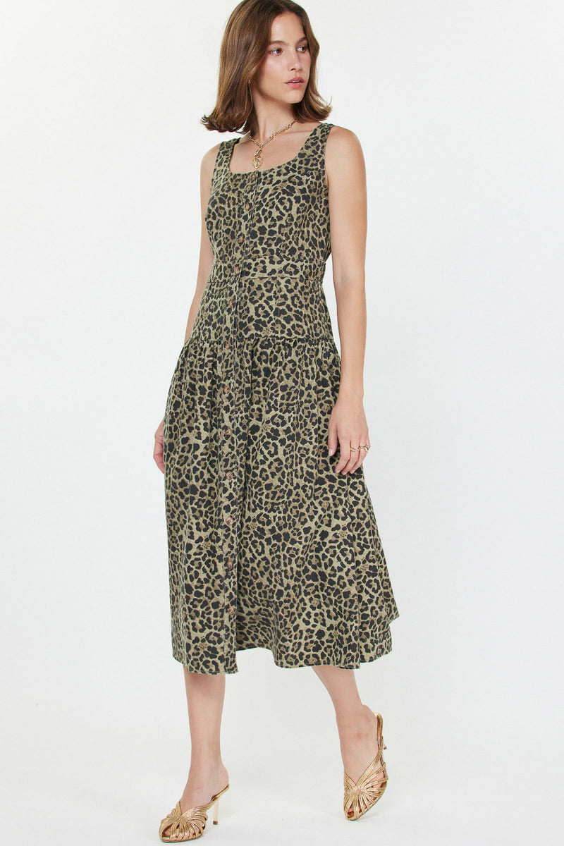 CA Leopard Print Midi Dress