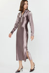 CA Satin Long Sleeve Midi Dress in Mauve