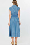 CA Chambray Smocked Waist Dress