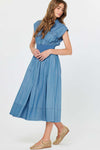CA Chambray Smocked Waist Dress