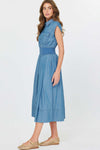 CA Chambray Smocked Waist Dress