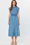 CA Chambray Smocked Waist Dress