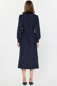 CA Patchwork Midi Dress in Navy
