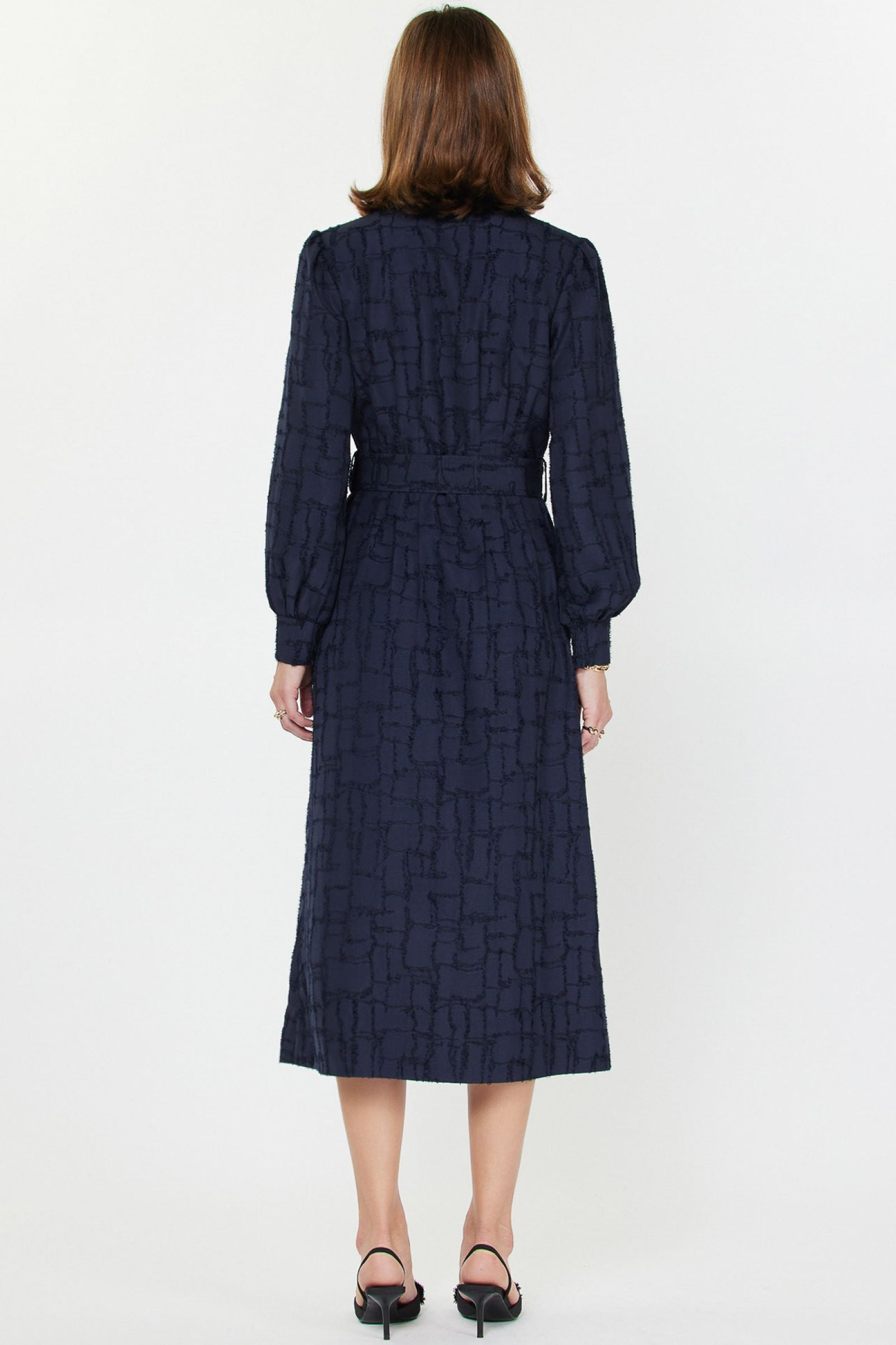 CA Patchwork Midi Dress in Navy