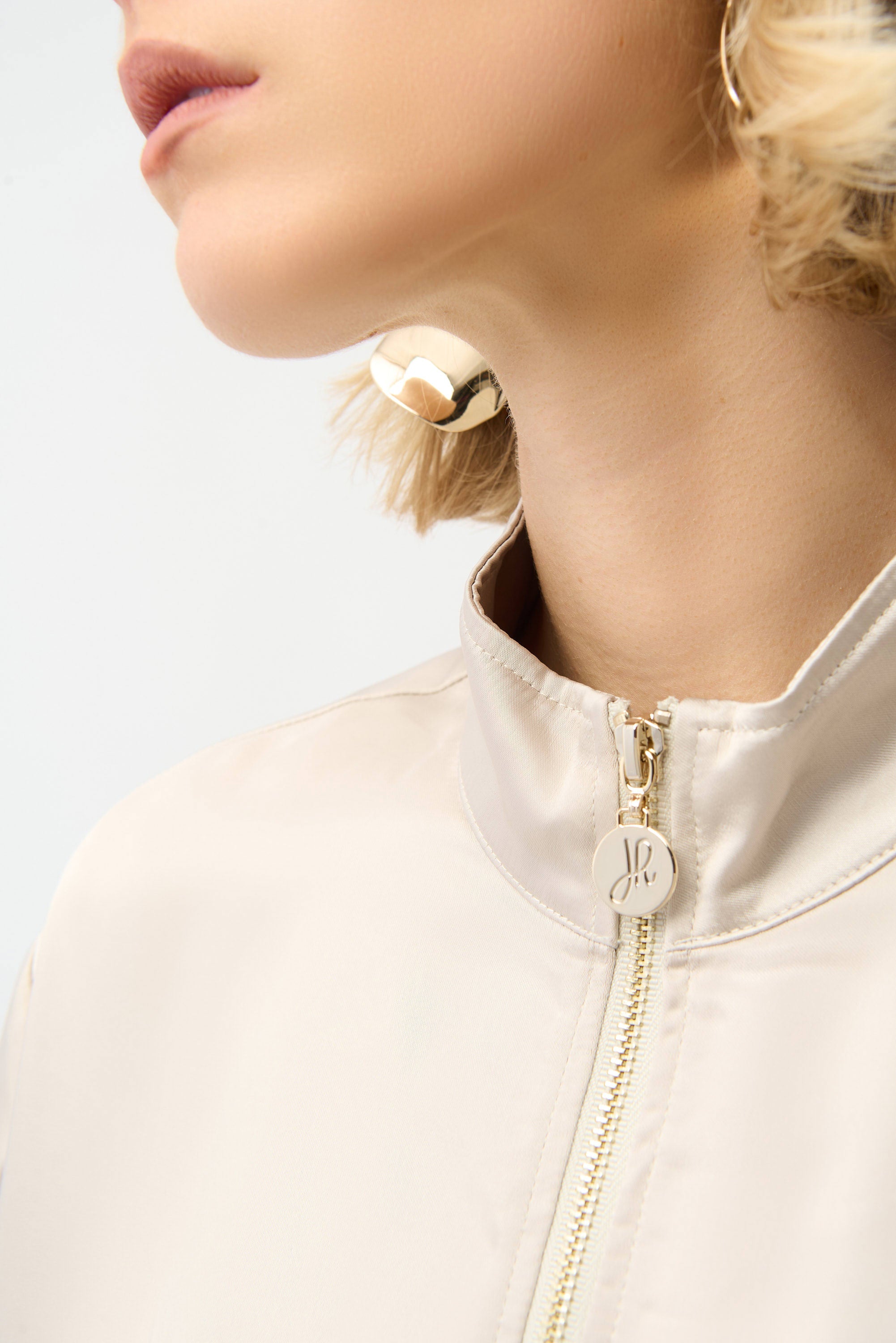 JR Satin Boxy Blouson Jacket With Drawstring Hem