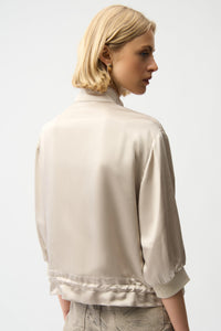 JR Satin Boxy Blouson Jacket With Drawstring Hem