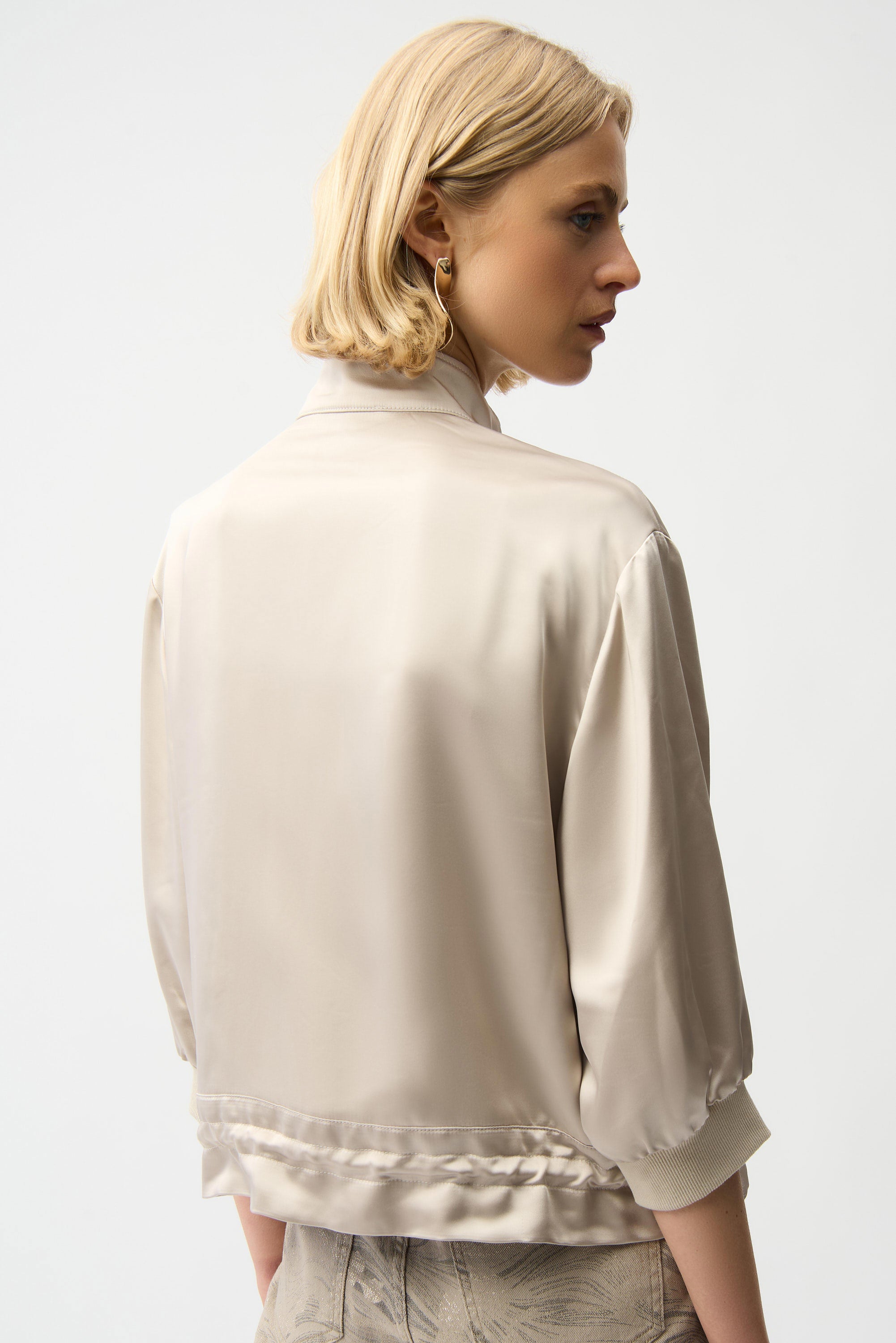 JR Satin Boxy Blouson Jacket With Drawstring Hem