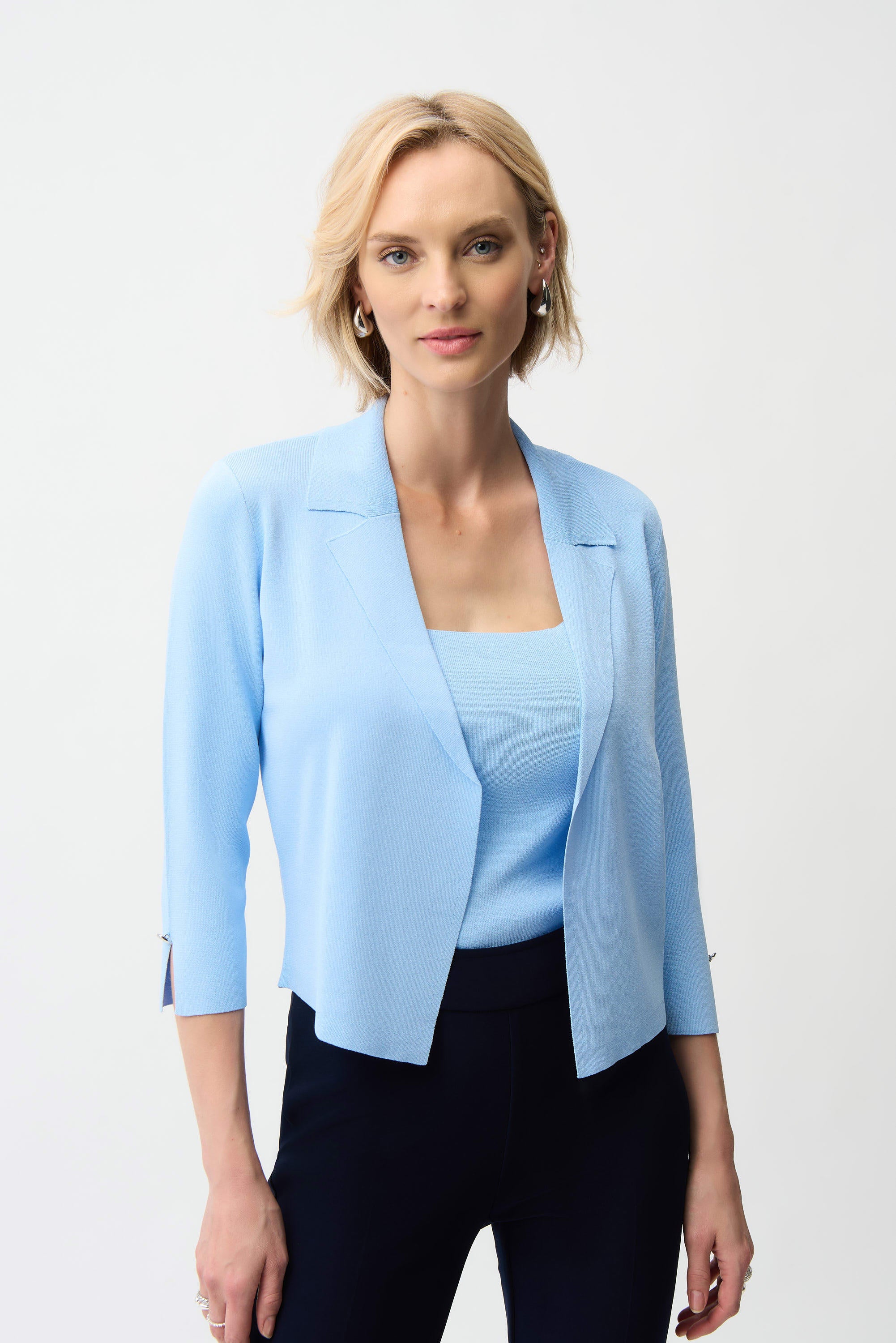 JR Blue Viscose Blend Open-Front Cardigan