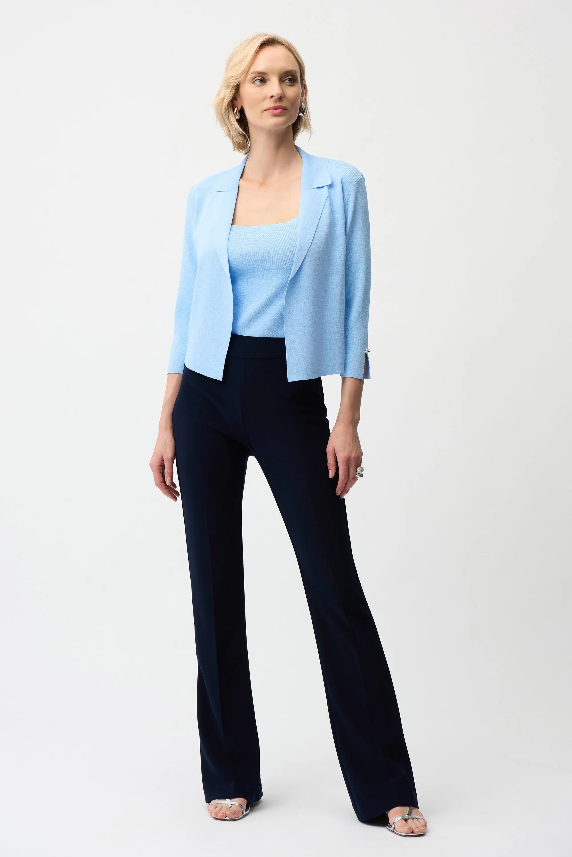JR Blue Viscose Blend Open-Front Cardigan