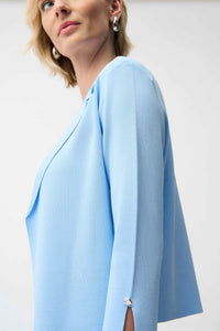 JR Blue Viscose Blend Open-Front Cardigan