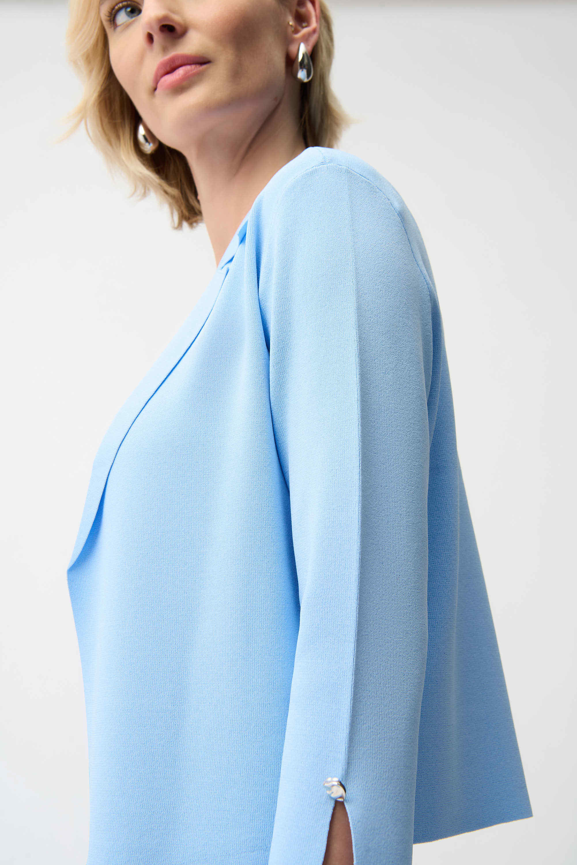 JR Blue Viscose Blend Open-Front Cardigan