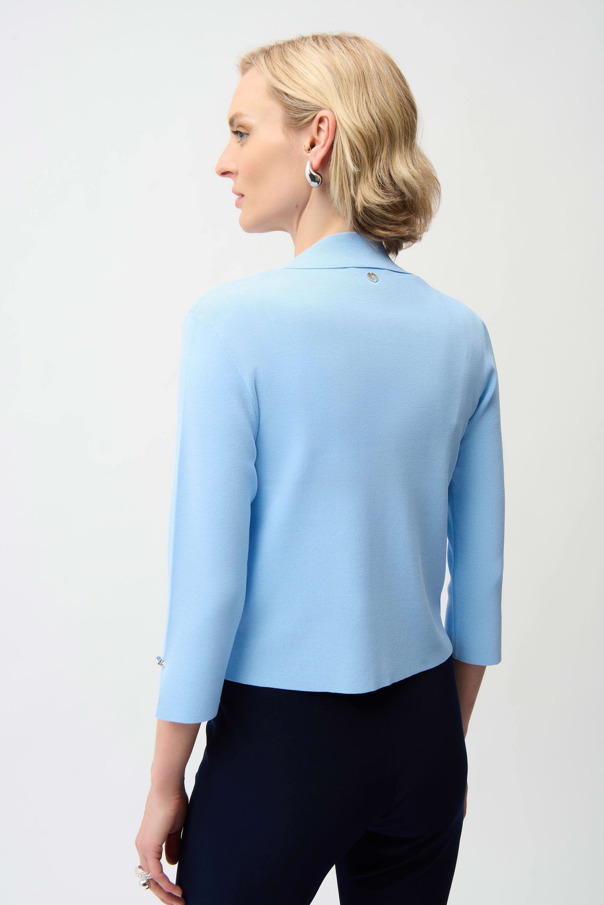 JR Blue Viscose Blend Open-Front Cardigan