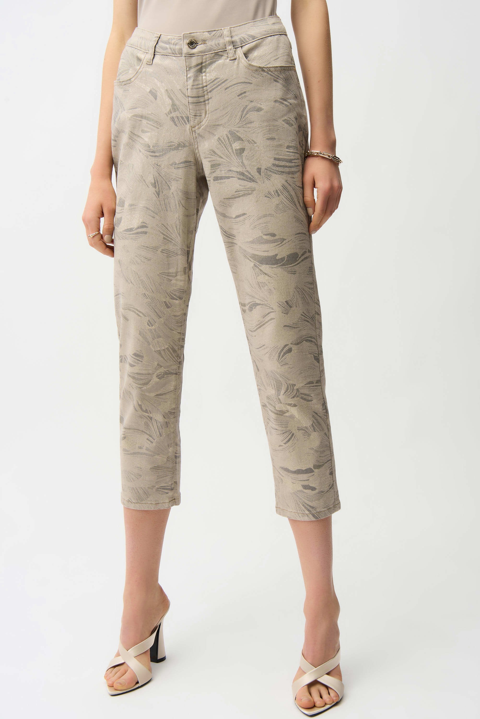 JR Metallic Abstract Print Slim Crop Jeans