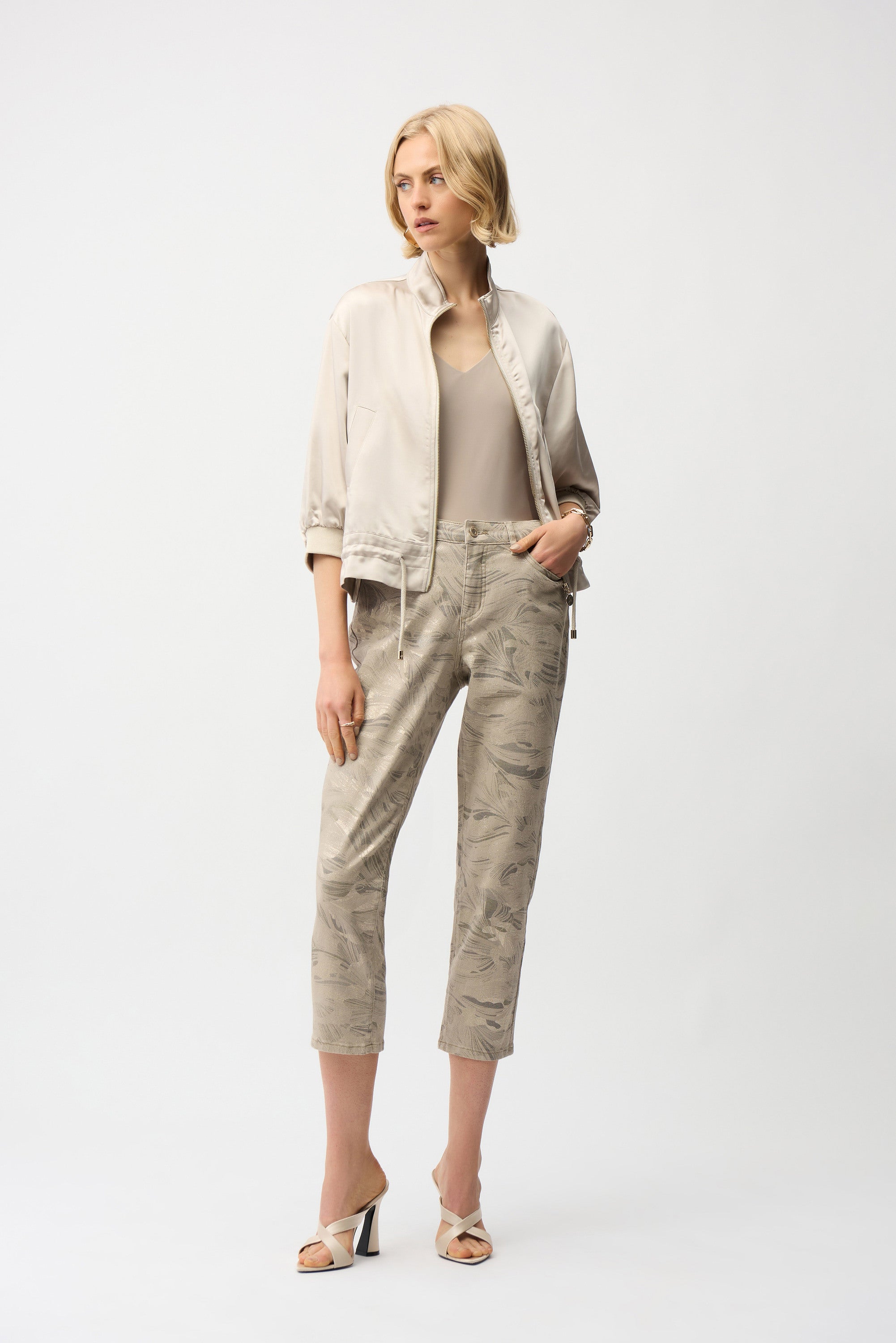 JR Metallic Abstract Print Slim Crop Jeans