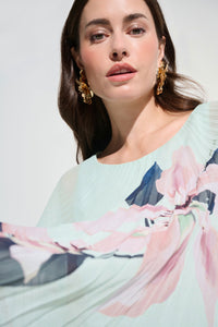 JR Chiffon Floral Print Pleated Poncho Top