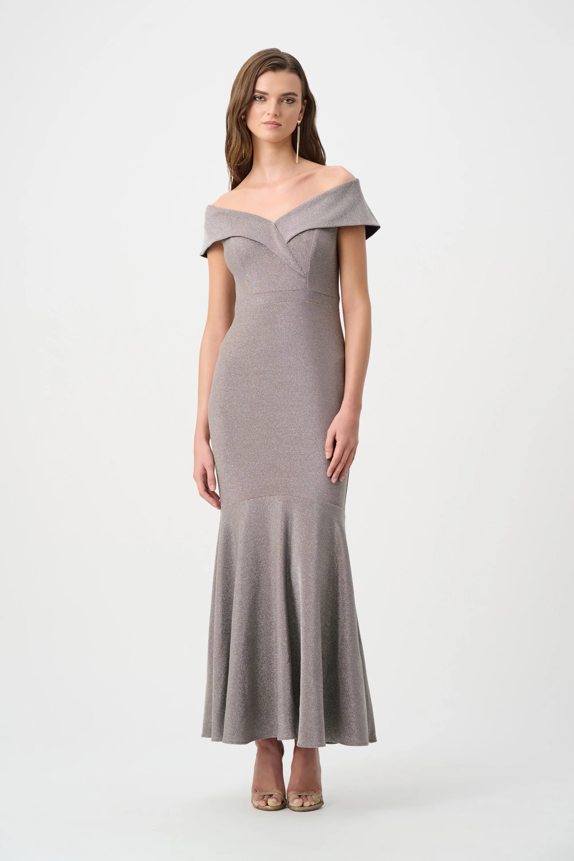 Sparkle Knit Off-Shoulder Trumpet Dress