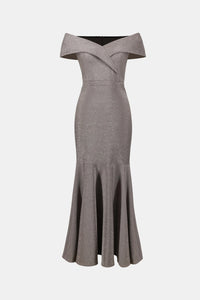 Sparkle Knit Off-Shoulder Trumpet Dress