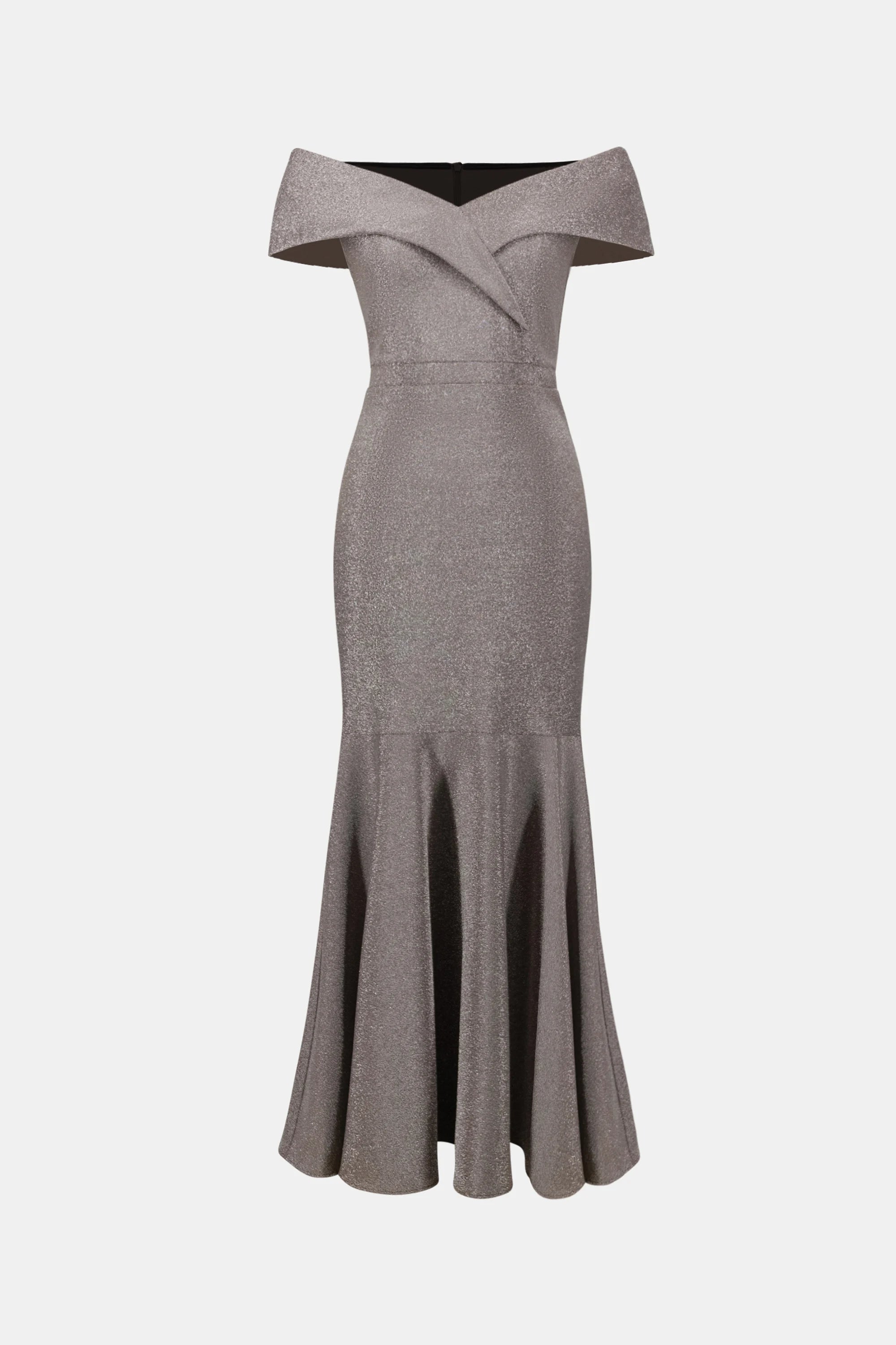 Sparkle Knit Off-Shoulder Trumpet Dress