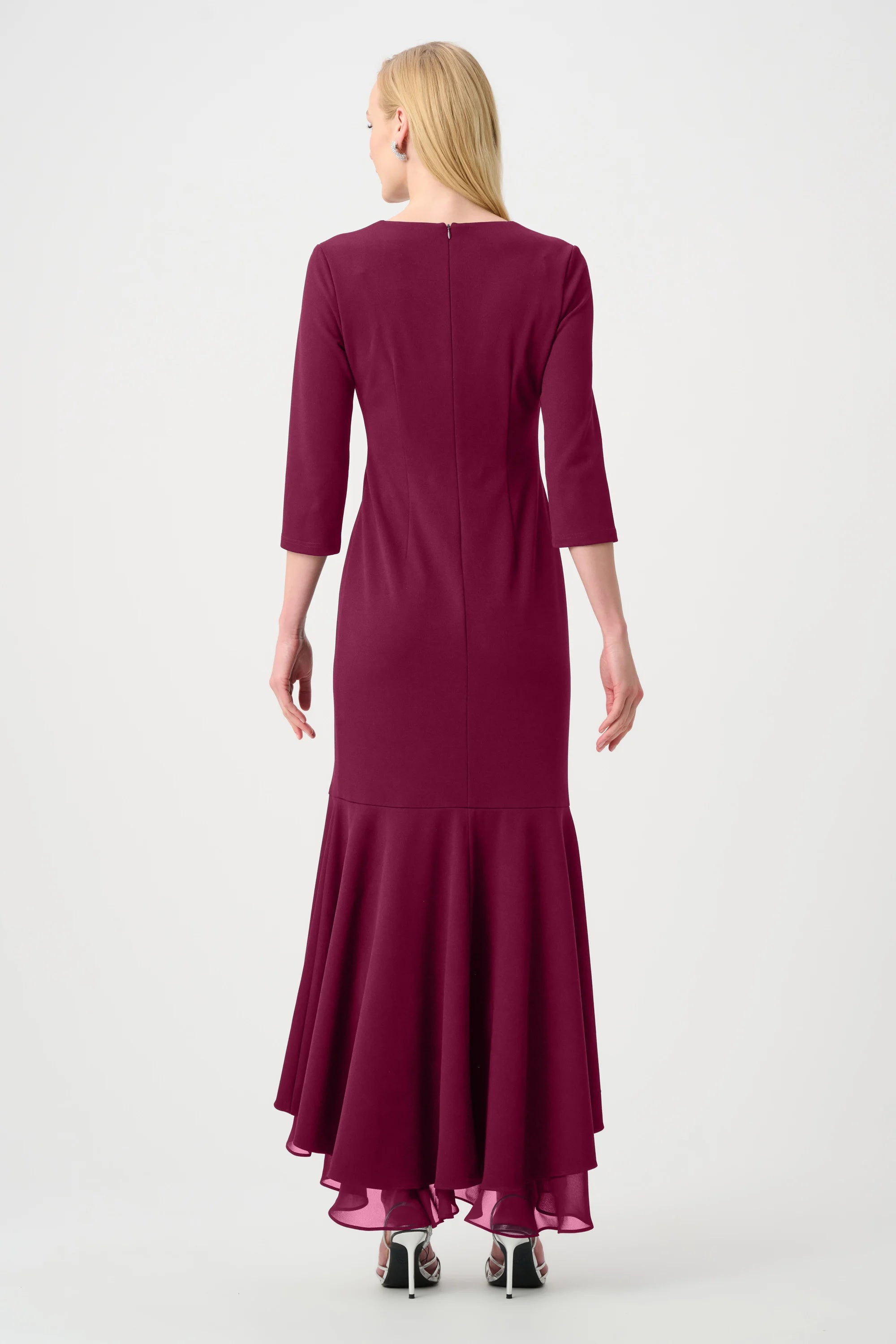 Scuba Crepe and Chiffon Ruffled Trumpet Gown
