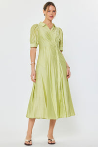 CA Sleeved Midi Dress in Lime