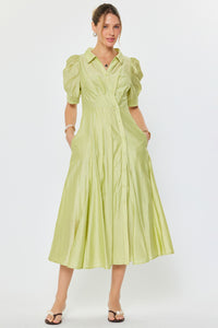 CA Sleeved Midi Dress in Lime