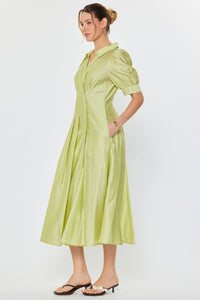 CA Sleeved Midi Dress in Lime