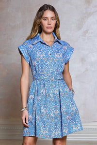 CA Floral Mini Dress-Blue