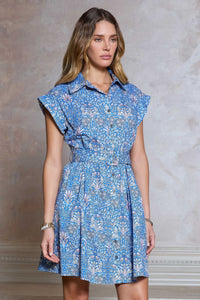 CA Floral Mini Dress-Blue