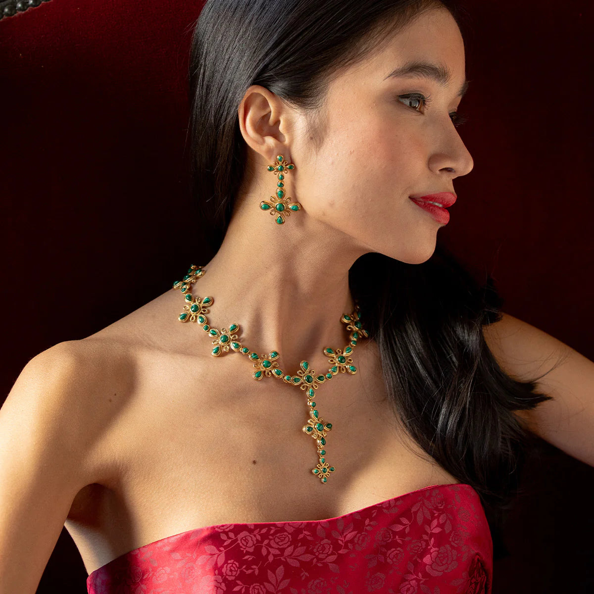 CDW Monique Gem Convertible Necklace, 16"+2" - Malachite