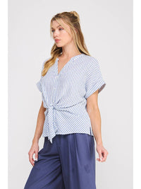 AR Button Down Tie Front Blouse