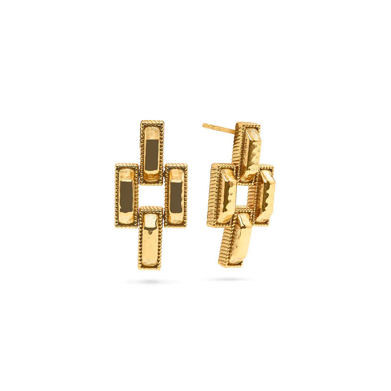 CDW Pathway Post Small Link Earrings - Gold