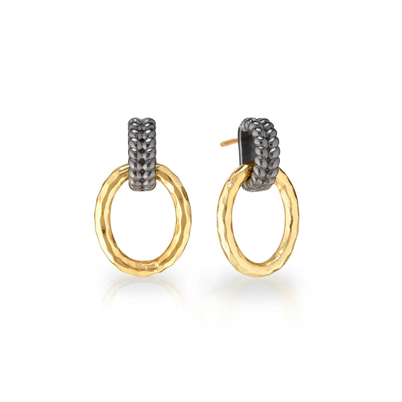 CDW Cleopatra Regal Link Earrings - Gold/Midnight