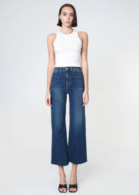 Queen High Rise Crop Wide Leg Jeans - Dart Detail: Thunder / 24 Noend Denim