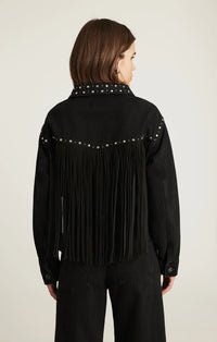 MAVI Jenna Fringed Denim Jacket in Black