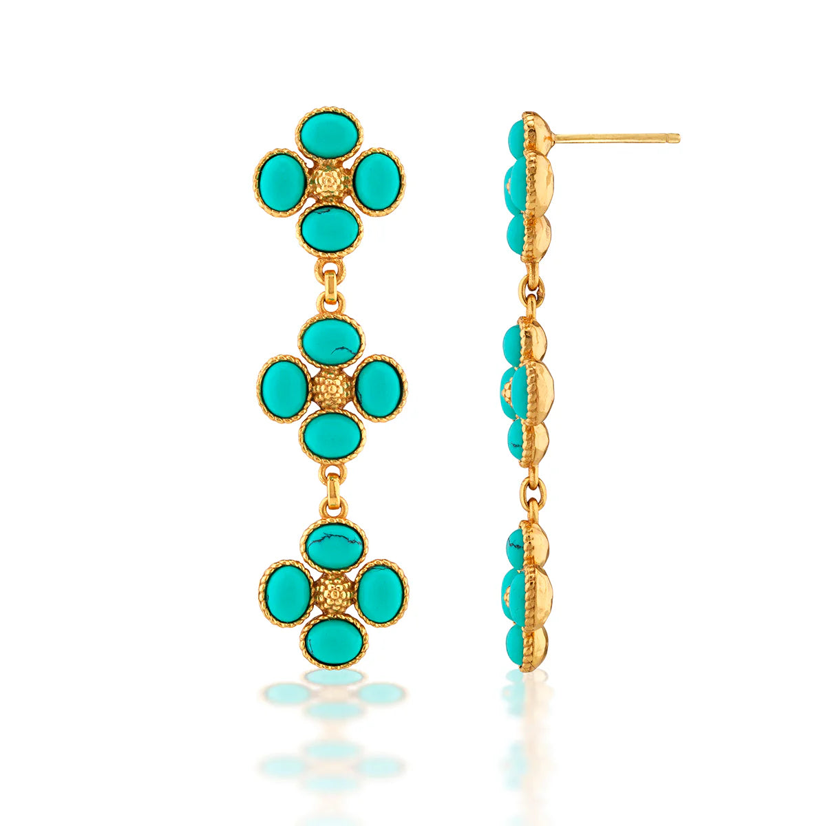 CDW Berry Clover Linear Earrings ­Turquoise