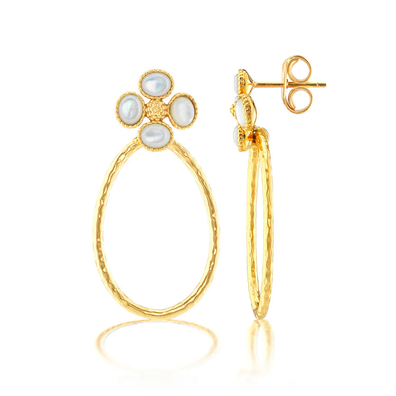 CDW Berry Clover Teardrop Earrings - MOP Capucine De Wulf