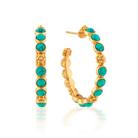 CDW Berry Gem Medium Hoop Earrings ­ Turquoise