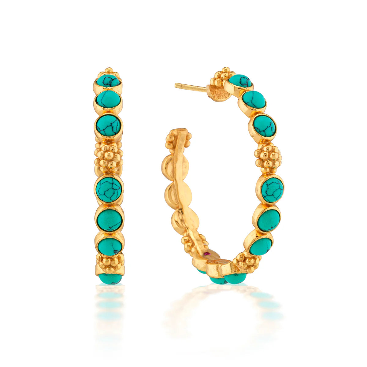 CDW Berry Gem Medium Hoop Earrings ­ Turquoise