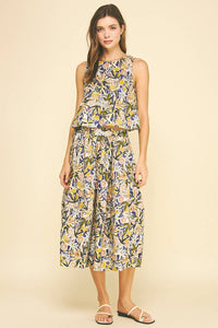 FLORAL SLEEVELESS TOP - 6599TB: PURPLE MULTI / L