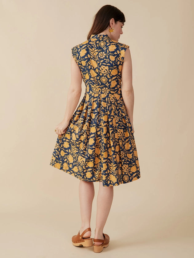 MATA TRADERS Lucille Dress in Navy Botanical Mata Traders