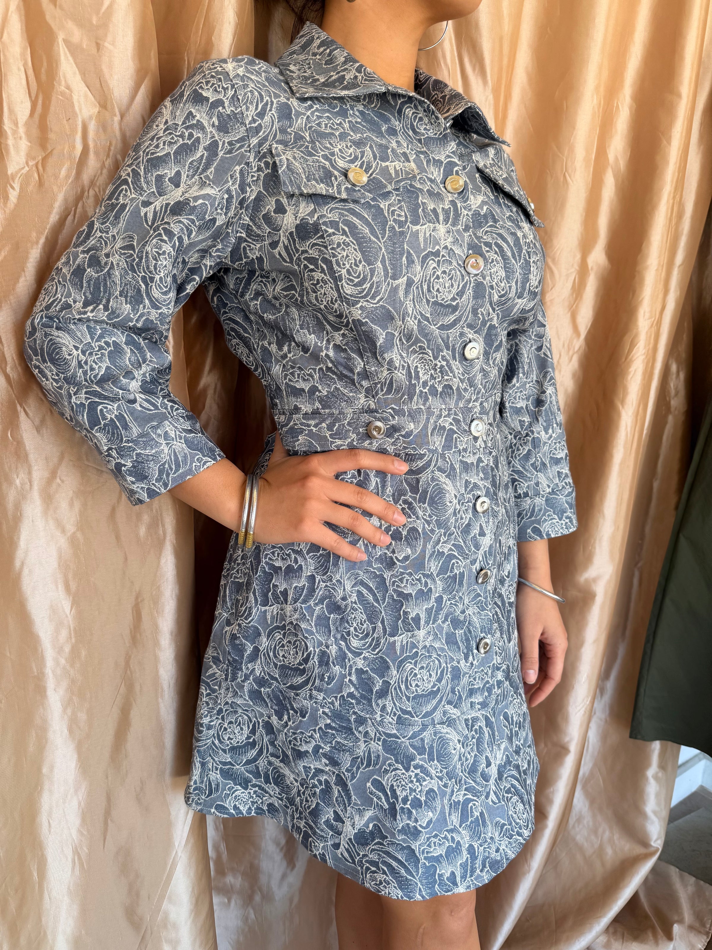 GILNER FARRAR Livia Dress in Denim Jacquard