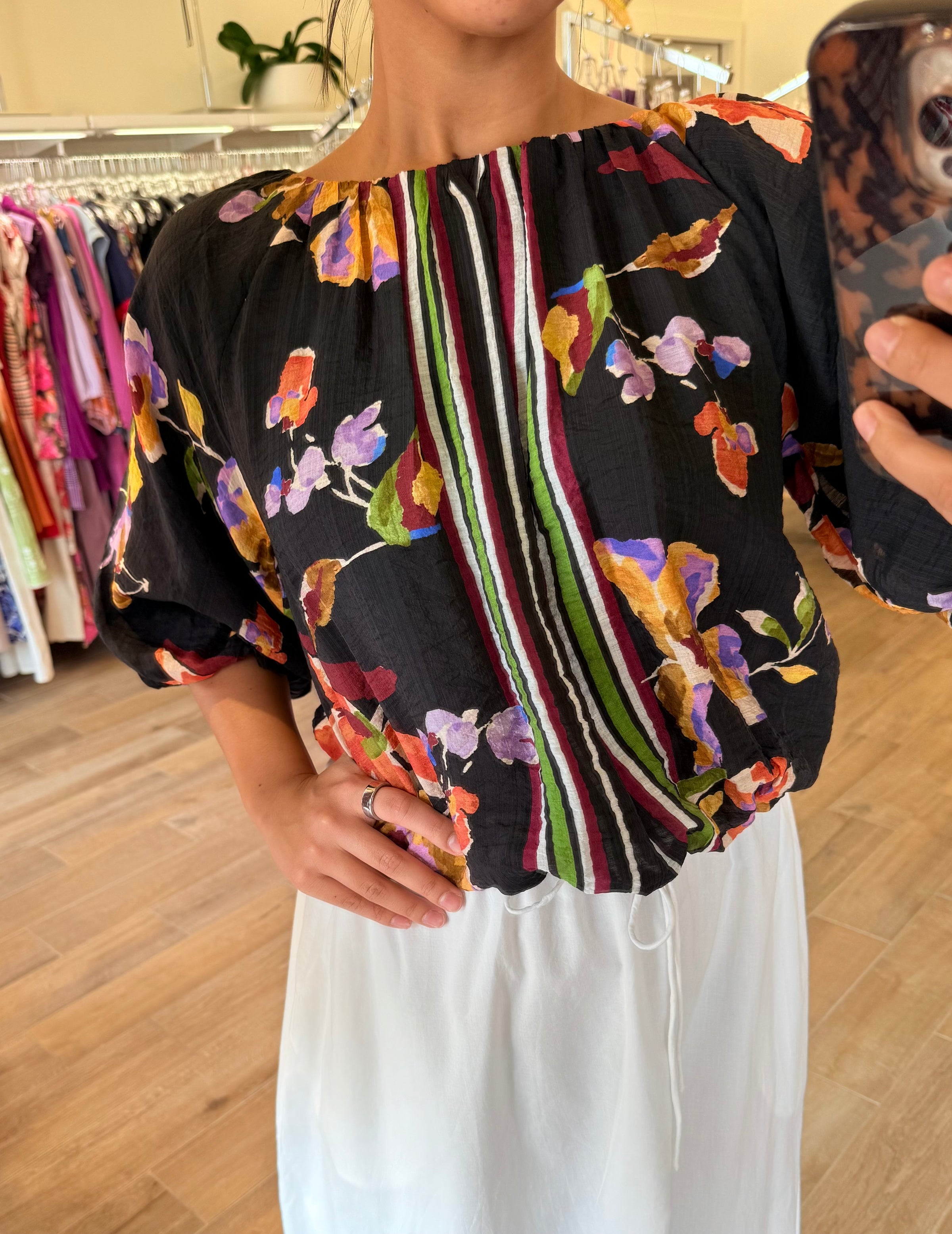 THML Black Floral Top