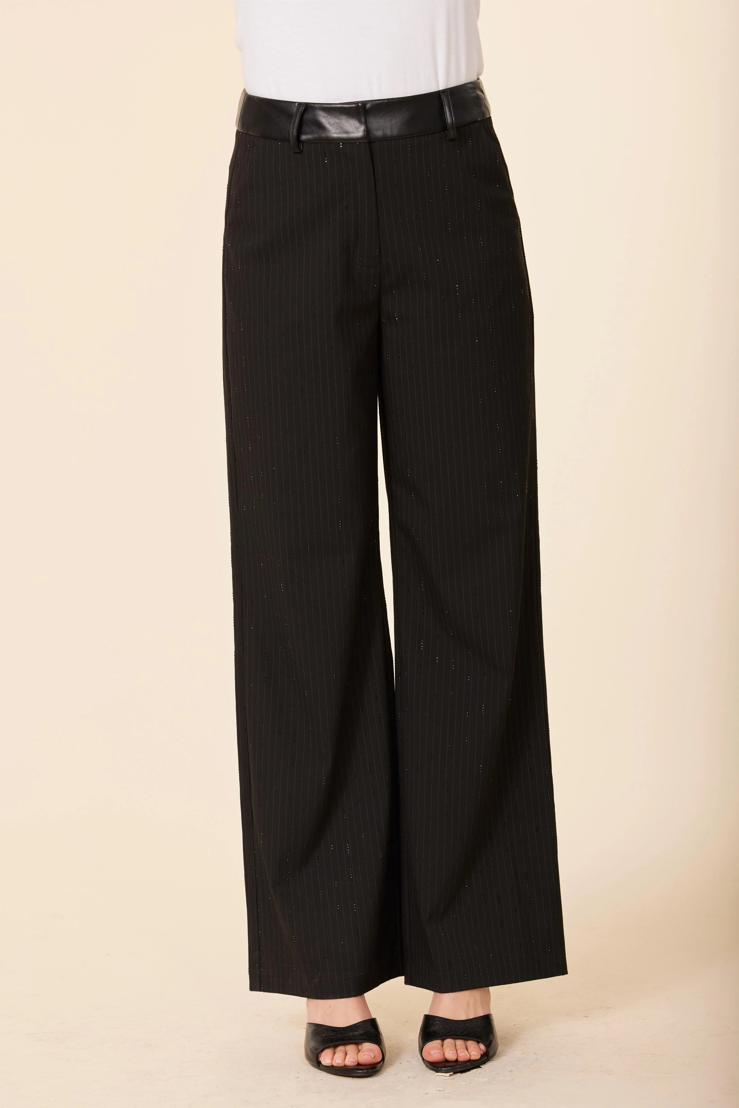 DOLCE CABO Black Pinstripe Sparkle Pant