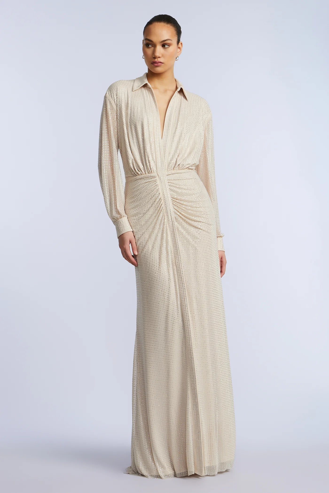 BCBG Shirt Gown in Creme Brulee