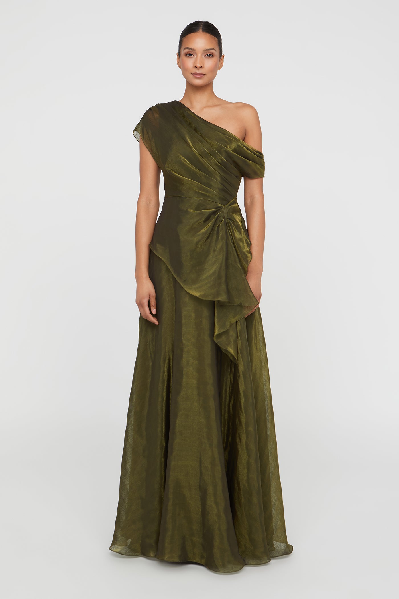 THEIA Avalina Organza Gown in Olive Gold THEIA COUTURE