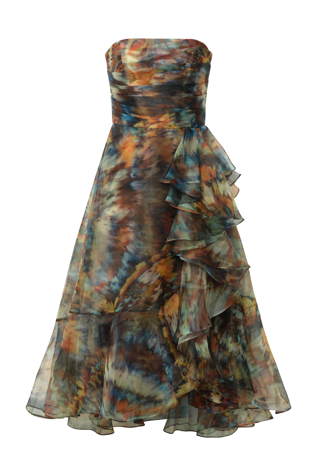 THEIA Evanthe Strapless Draped Dress